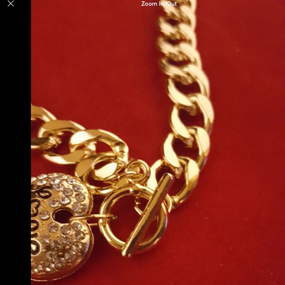 ELEGANT ROSE/GOLD 3PC CRYSTAL LOVE PUFF HEART NECKLACE BRACELET &EARRING 18Kg.p. - Picture 10 of 16